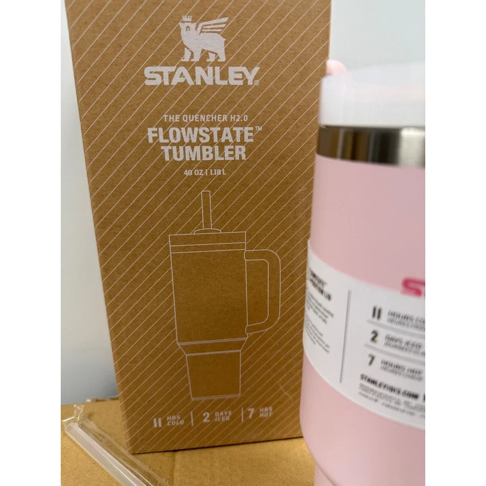 Stanley Quencher H2.0 FlowState Tumbler 40oz Peony Pink Insulated Cup New - Picture 7 of 8
